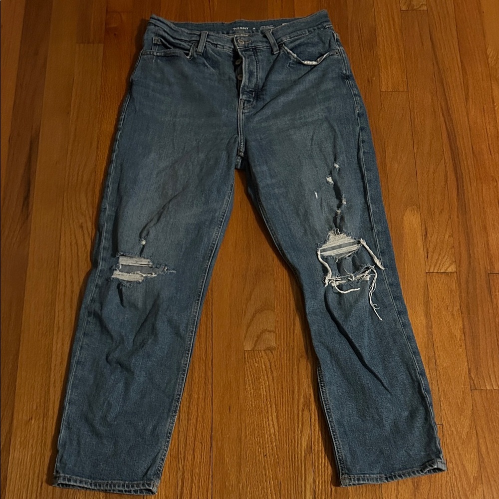 Old Navy Blue Distressed Boyfriend Jeans